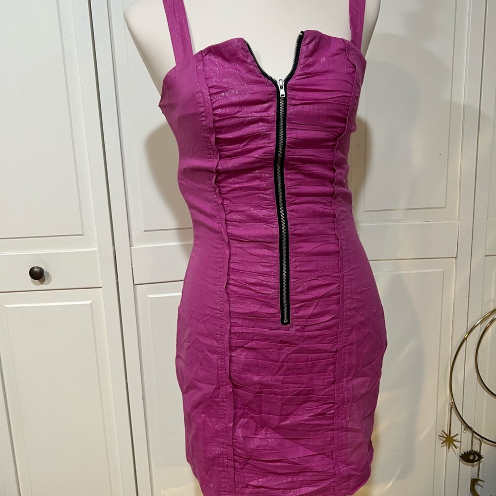 Sexy Pink Zipper Dress